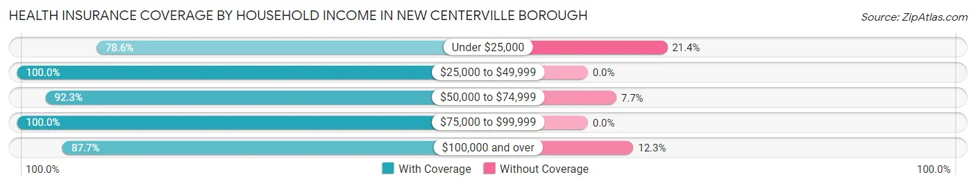 Health Insurance Coverage by Household Income in New Centerville borough