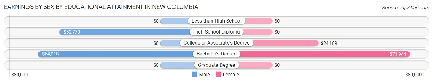 Earnings by Sex by Educational Attainment in New Columbia