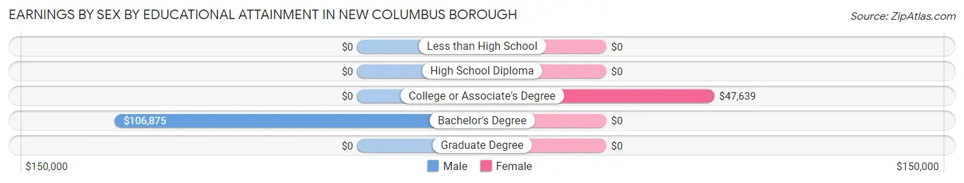 Earnings by Sex by Educational Attainment in New Columbus borough