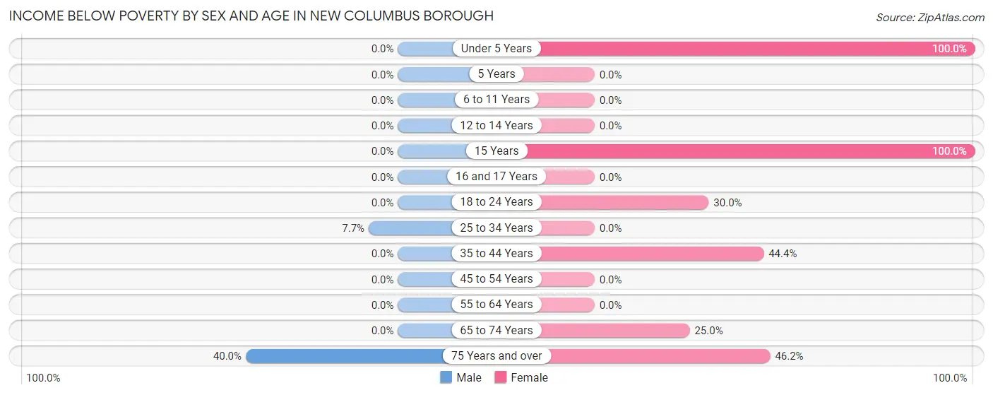 Income Below Poverty by Sex and Age in New Columbus borough