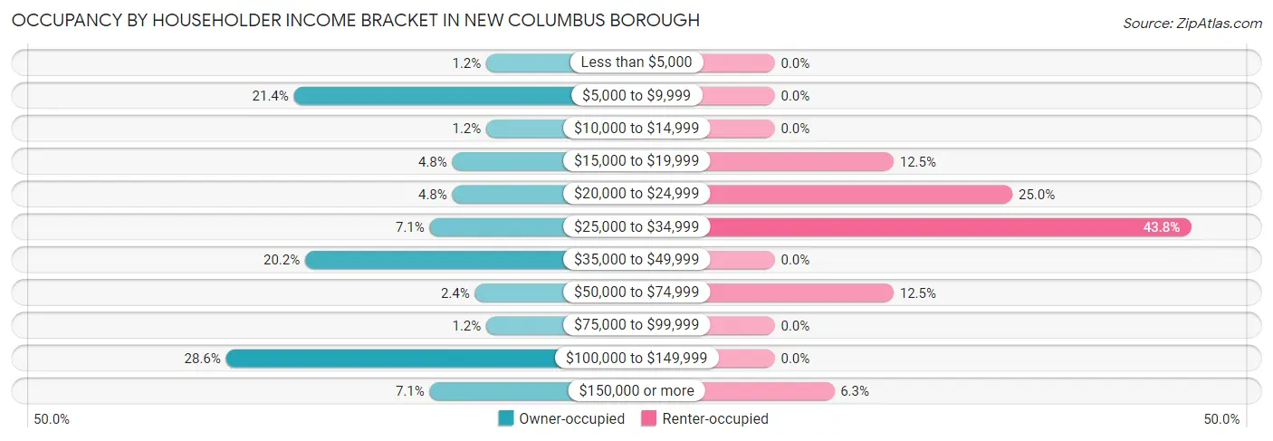 Occupancy by Householder Income Bracket in New Columbus borough