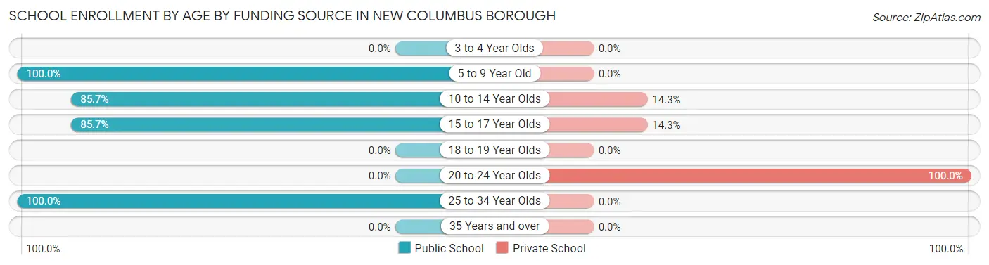 School Enrollment by Age by Funding Source in New Columbus borough