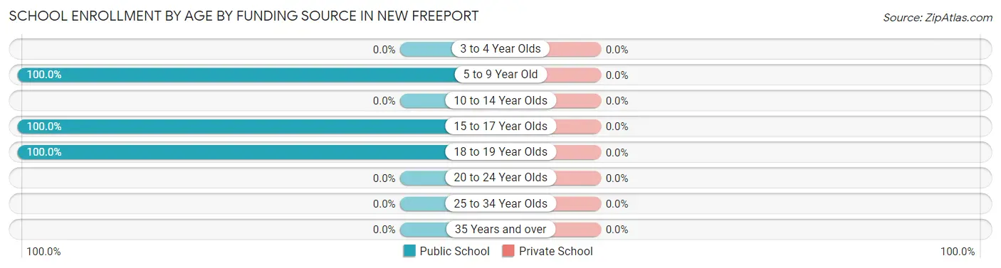 School Enrollment by Age by Funding Source in New Freeport