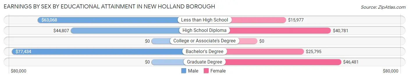Earnings by Sex by Educational Attainment in New Holland borough