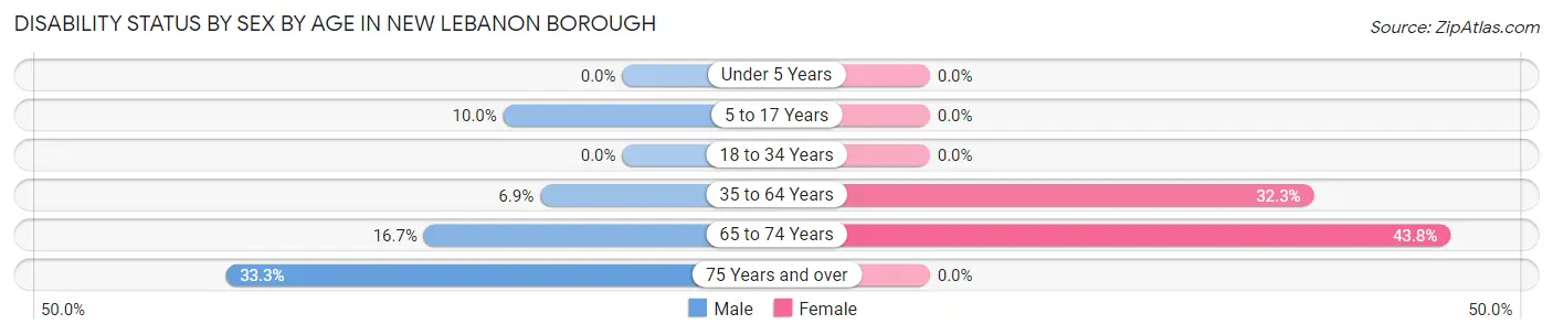 Disability Status by Sex by Age in New Lebanon borough