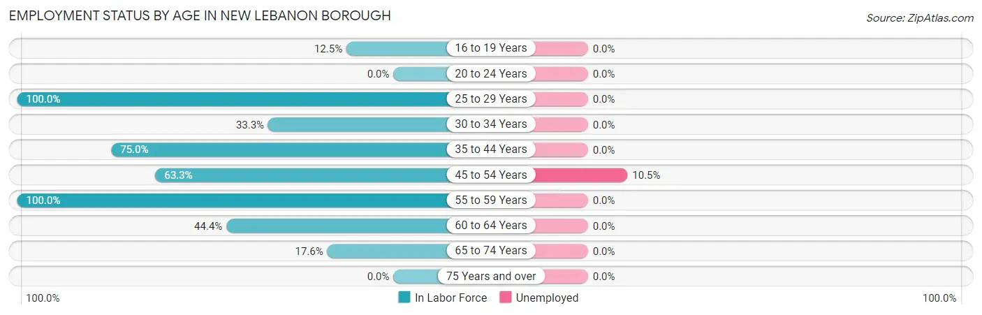 Employment Status by Age in New Lebanon borough