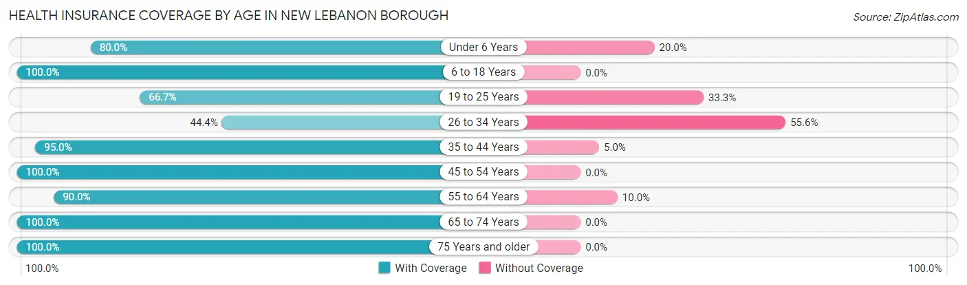 Health Insurance Coverage by Age in New Lebanon borough