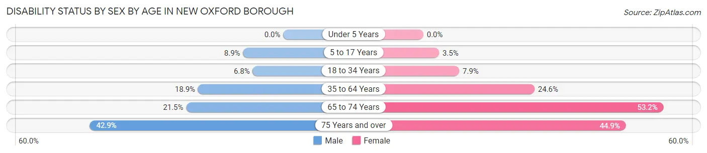 Disability Status by Sex by Age in New Oxford borough