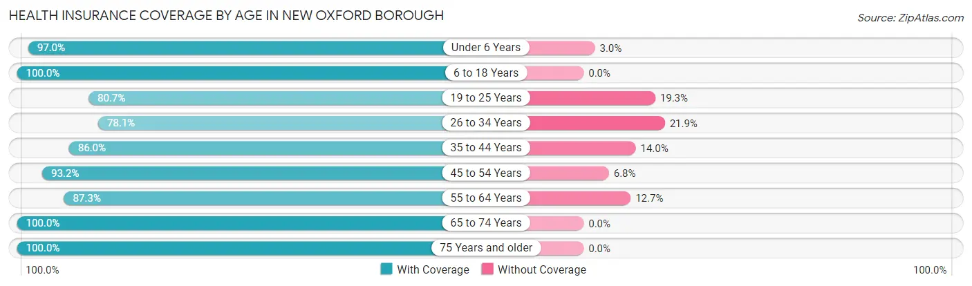 Health Insurance Coverage by Age in New Oxford borough