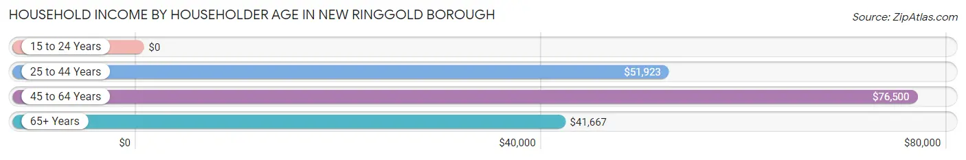 Household Income by Householder Age in New Ringgold borough