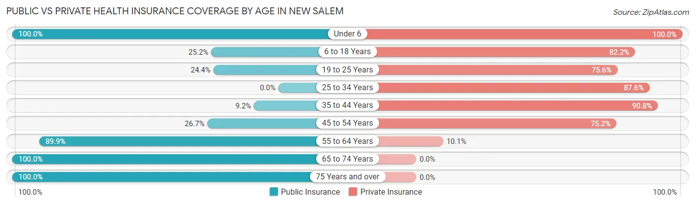Public vs Private Health Insurance Coverage by Age in New Salem