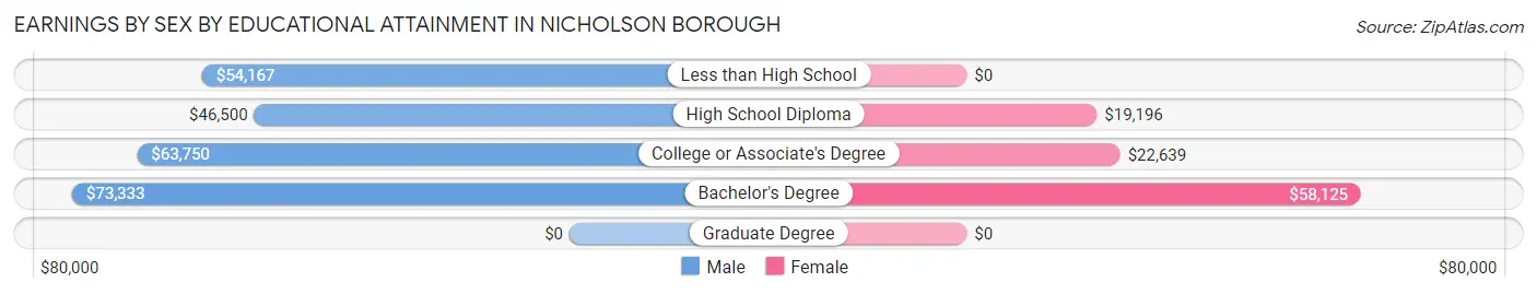 Earnings by Sex by Educational Attainment in Nicholson borough