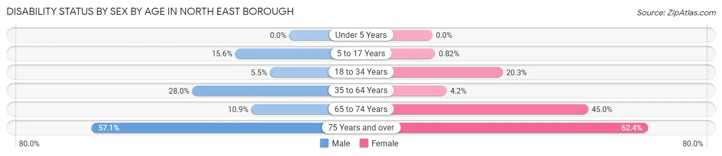 Disability Status by Sex by Age in North East borough