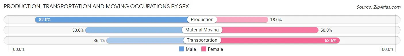 Production, Transportation and Moving Occupations by Sex in North East borough