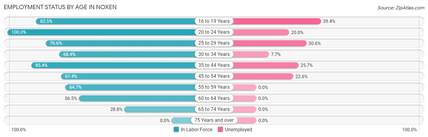 Employment Status by Age in Noxen