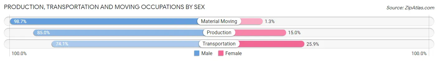 Production, Transportation and Moving Occupations by Sex in Oil City