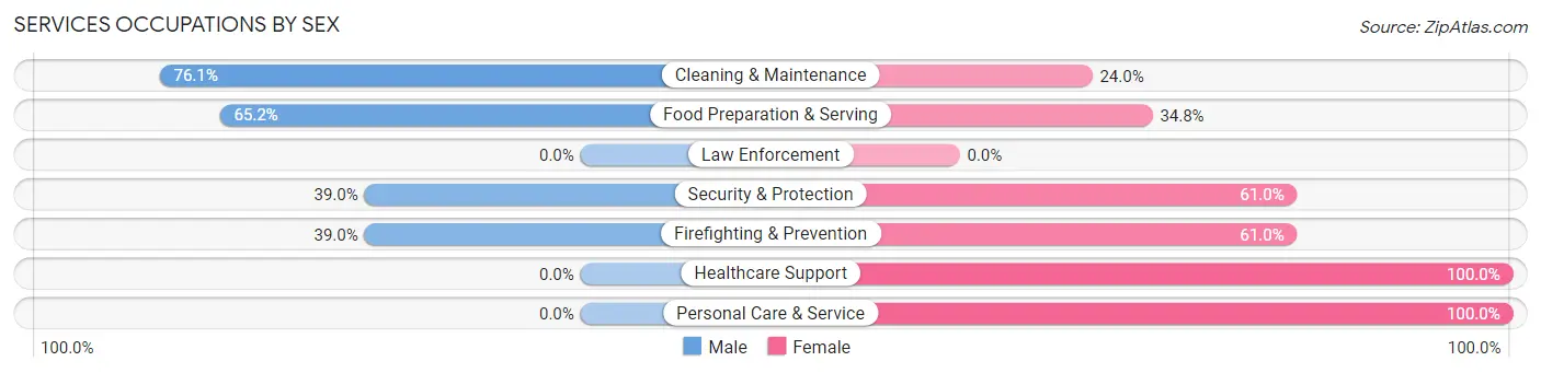 Services Occupations by Sex in Oxford borough