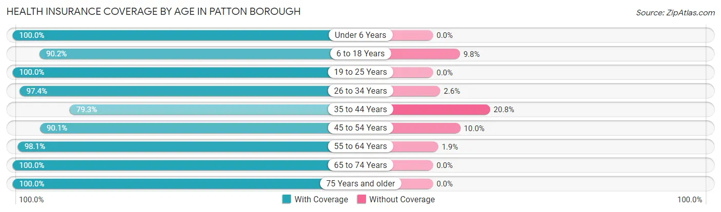 Health Insurance Coverage by Age in Patton borough