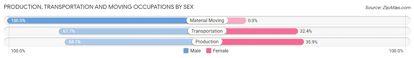 Production, Transportation and Moving Occupations by Sex in Patton borough
