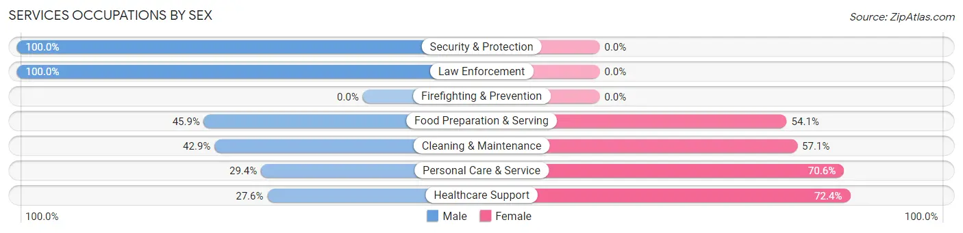 Services Occupations by Sex in Patton borough