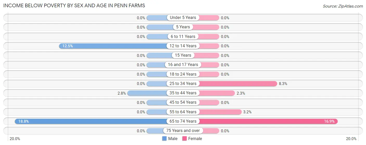 Income Below Poverty by Sex and Age in Penn Farms