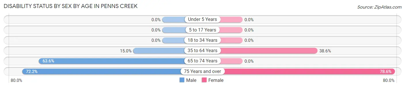 Disability Status by Sex by Age in Penns Creek
