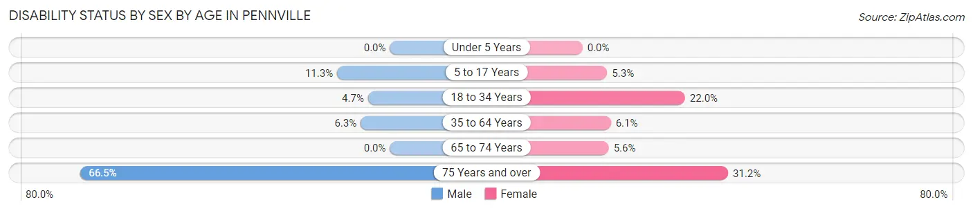 Disability Status by Sex by Age in Pennville