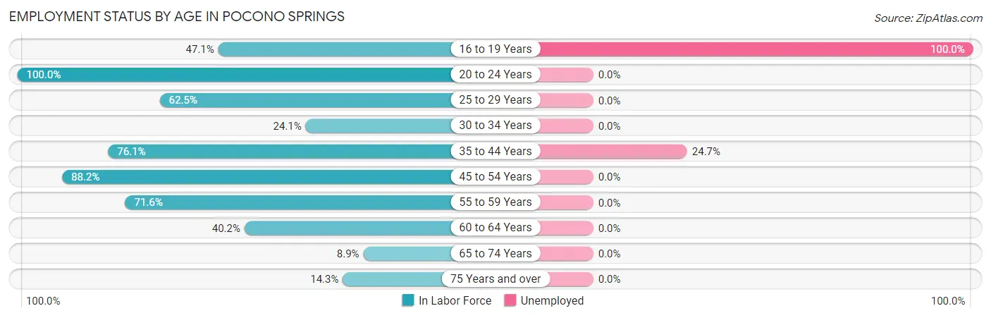 Employment Status by Age in Pocono Springs