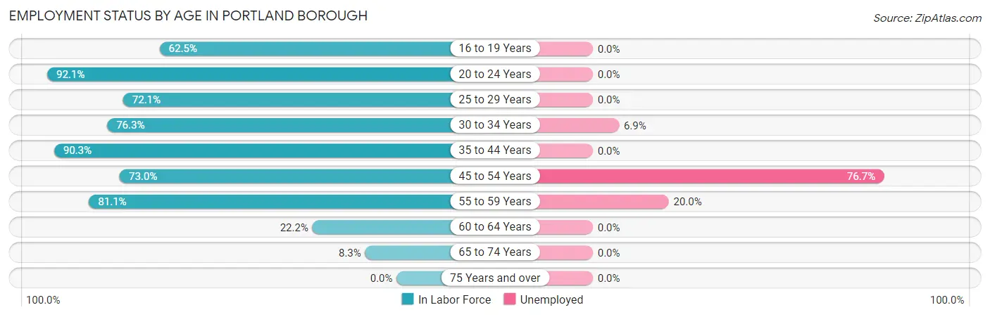 Employment Status by Age in Portland borough