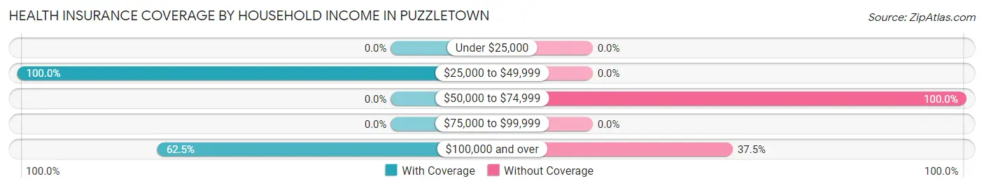 Health Insurance Coverage by Household Income in Puzzletown
