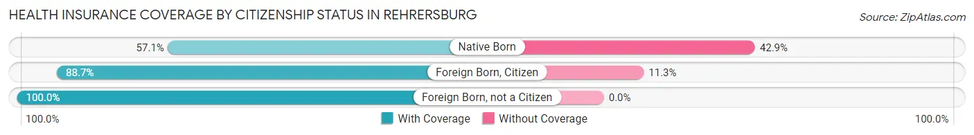 Health Insurance Coverage by Citizenship Status in Rehrersburg
