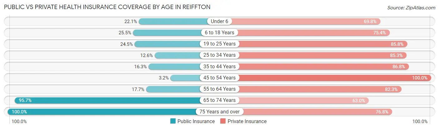 Public vs Private Health Insurance Coverage by Age in Reiffton