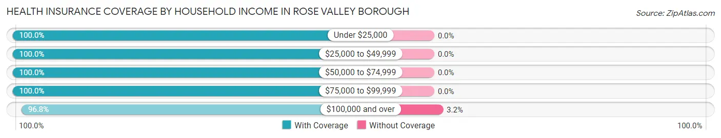 Health Insurance Coverage by Household Income in Rose Valley borough