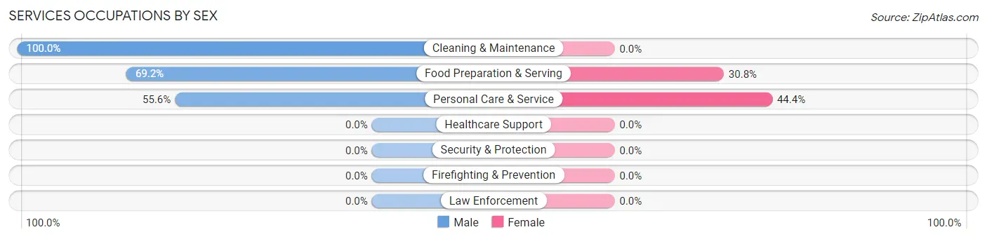 Services Occupations by Sex in Rose Valley borough