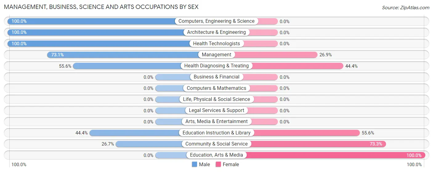 Management, Business, Science and Arts Occupations by Sex in Roulette
