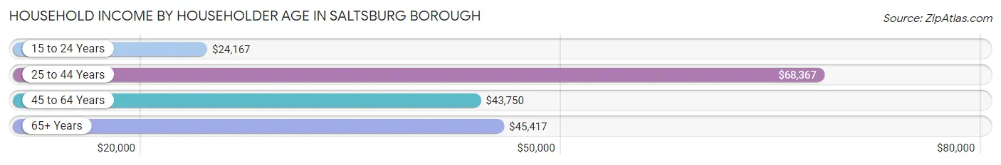 Household Income by Householder Age in Saltsburg borough