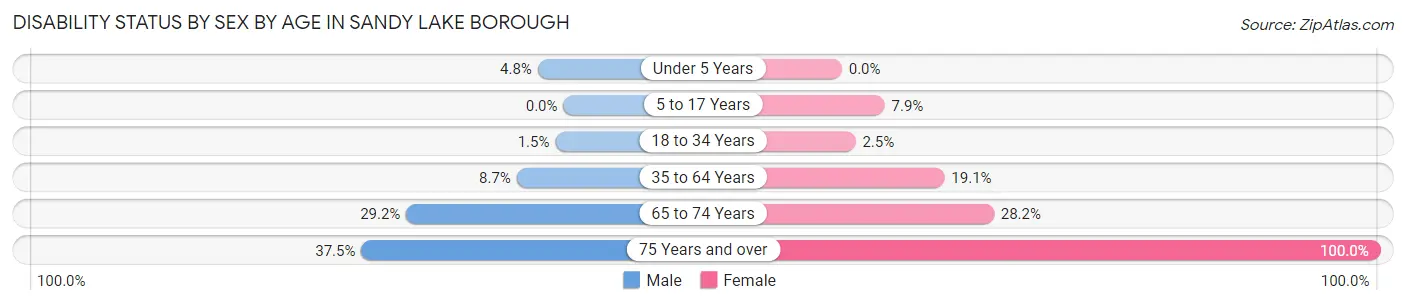 Disability Status by Sex by Age in Sandy Lake borough