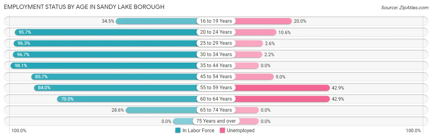 Employment Status by Age in Sandy Lake borough