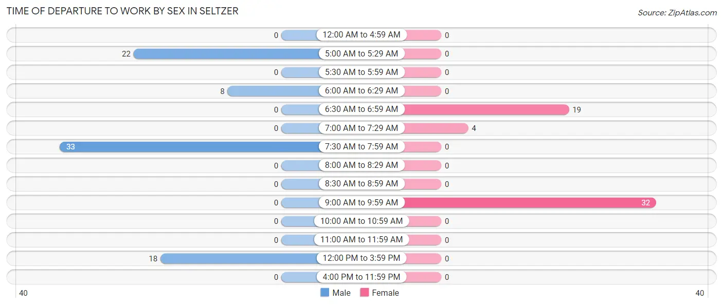 Time of Departure to Work by Sex in Seltzer