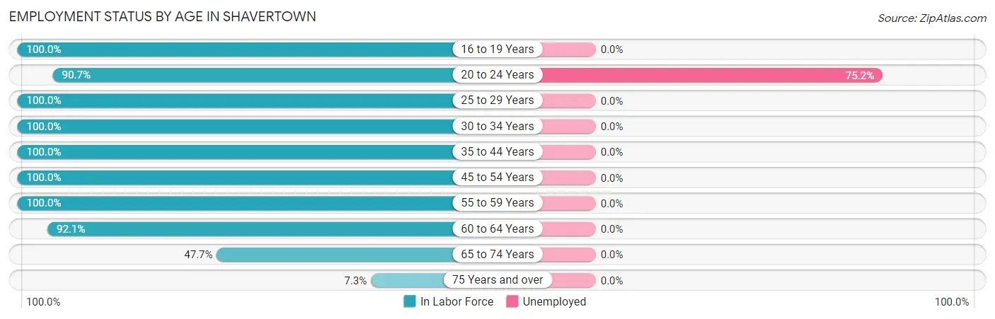 Employment Status by Age in Shavertown