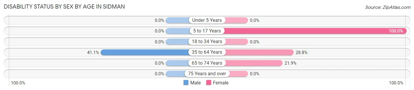 Disability Status by Sex by Age in Sidman