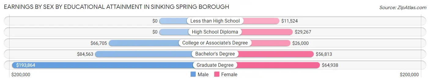 Earnings by Sex by Educational Attainment in Sinking Spring borough