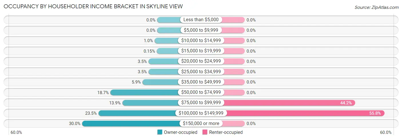Occupancy by Householder Income Bracket in Skyline View