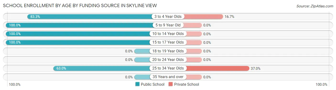 School Enrollment by Age by Funding Source in Skyline View