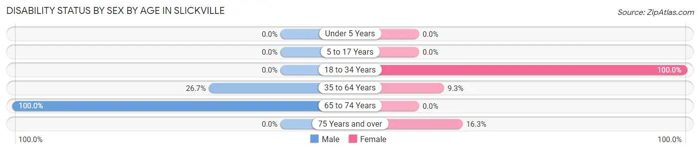 Disability Status by Sex by Age in Slickville