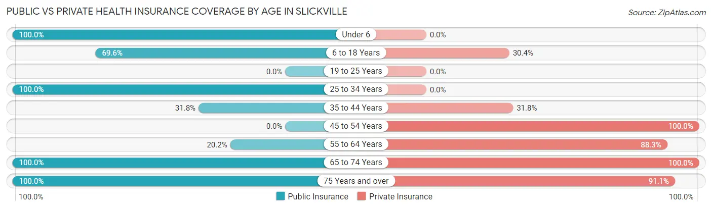 Public vs Private Health Insurance Coverage by Age in Slickville