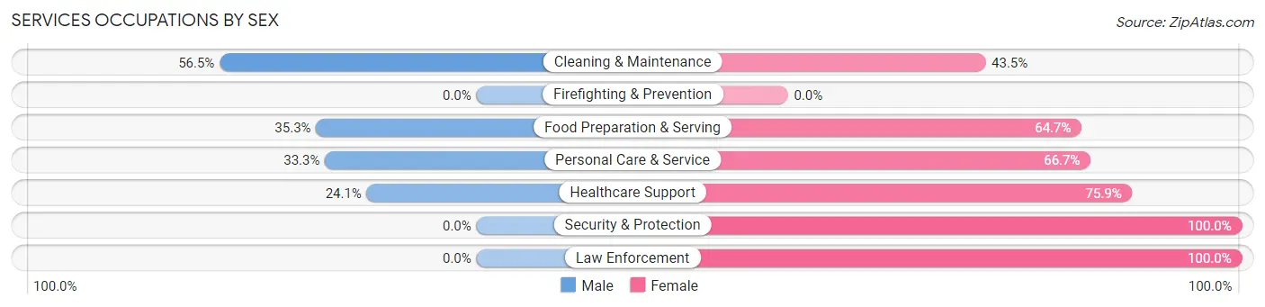 Services Occupations by Sex in Sligo borough