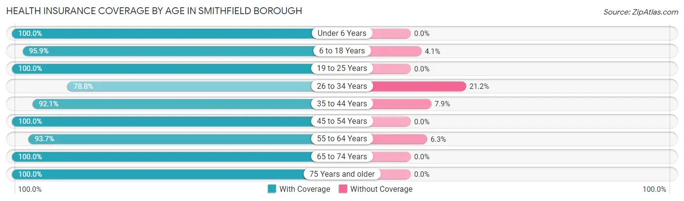 Health Insurance Coverage by Age in Smithfield borough