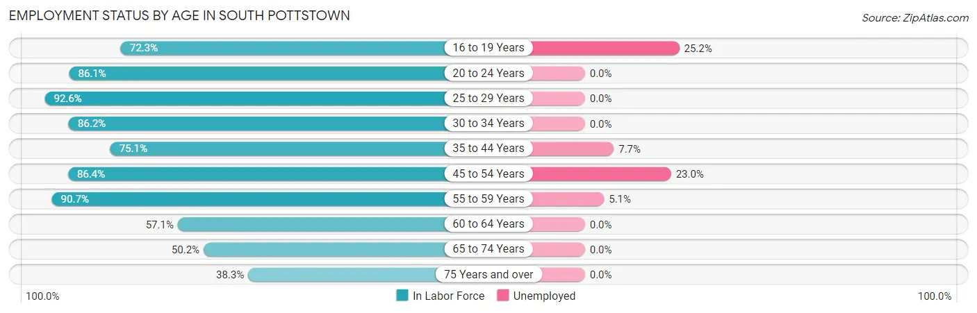 Employment Status by Age in South Pottstown