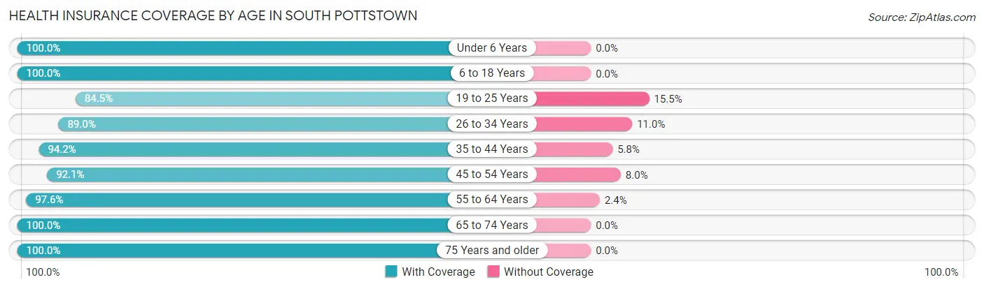 Health Insurance Coverage by Age in South Pottstown